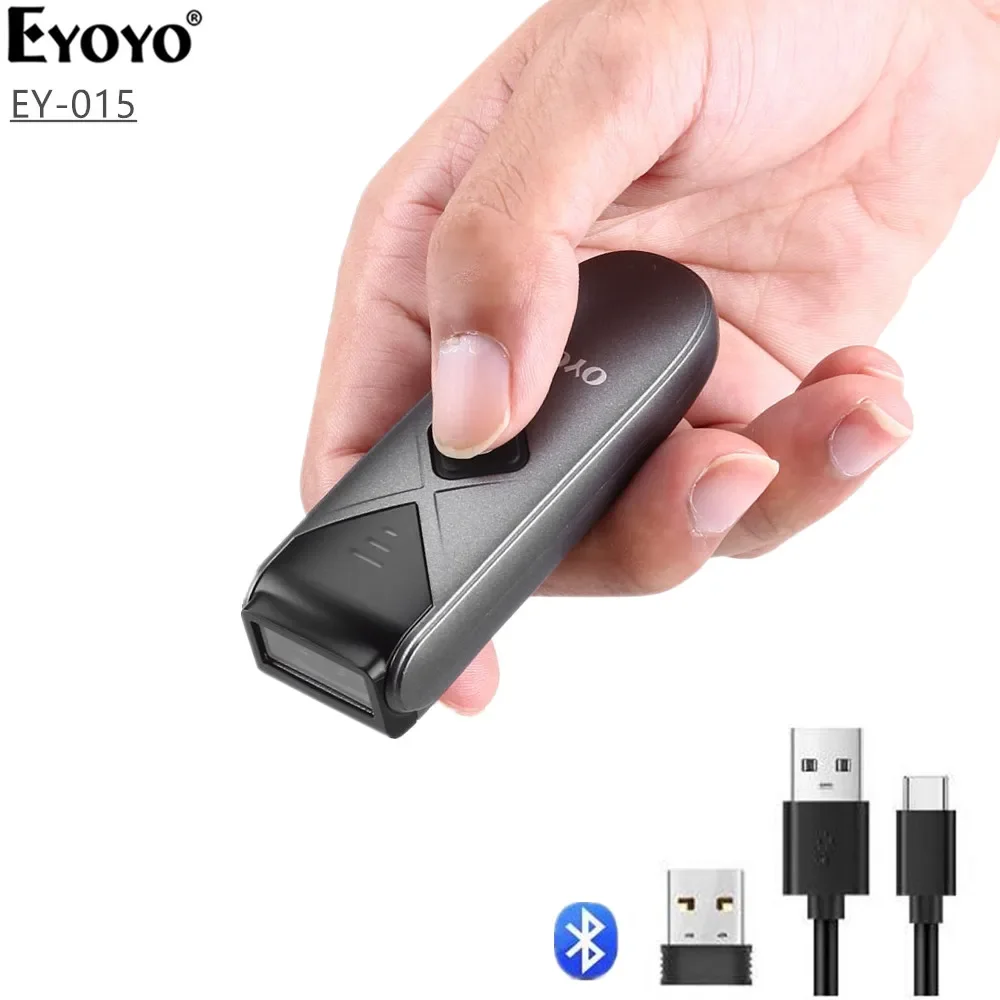 Eyoyo 015 Mini Portable 1D 2D Bluetooth Barcode Scanner QR Code Screen Image Reader PDF417 Data Matrix USB Wired Scanning
