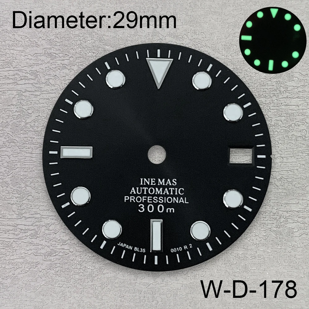 29mm S Logo SUB tarcza do nurkowania nadaje się do NH35/NH36/4R7S japoński mechanizm mocny C3Green świecący zegarek akcesoria do modyfikacji