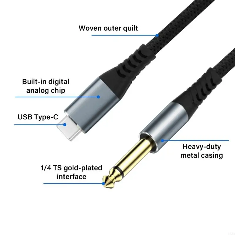 كابل USB C إلى 1/4INCH AUXES ، اكتب C إلى 6.35 مم HIFI SOUND JAIN #2