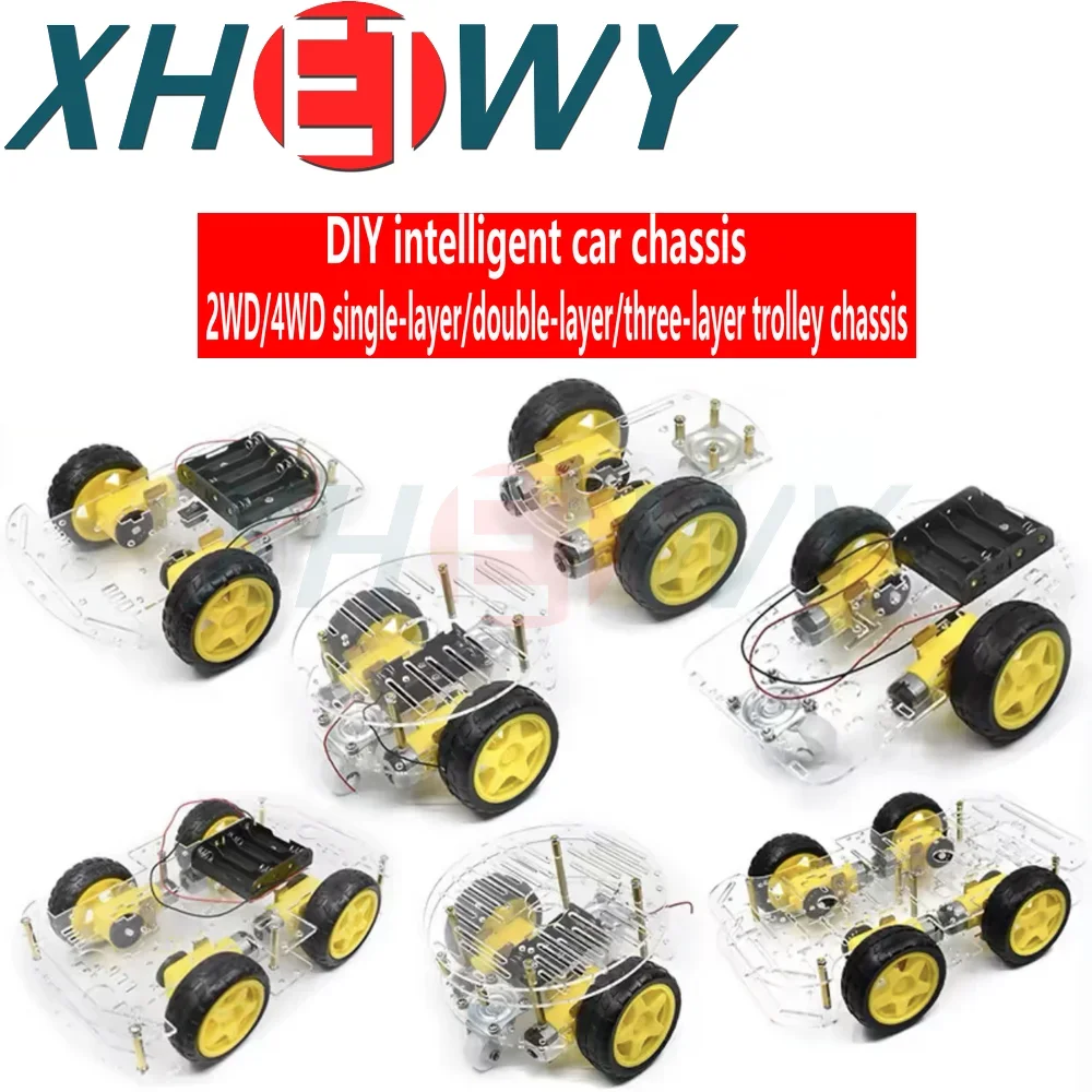 DIY intelligent car chassis/tracking car/robot/speed measurement/battery box delivery 2/4WD car