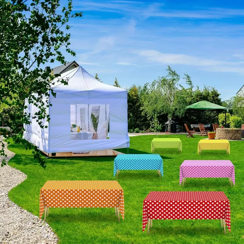 1pc Plastic Plaid Table Cover Rectangular Tablecloth Picnic Disposable Table Cloth for Birthday Party Decorations