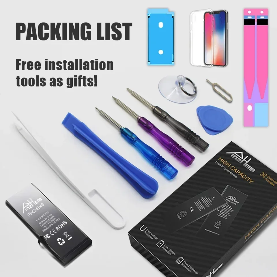 PINZHENG Batería para iPhone X XR XS 11 12 13 Mini Max Pro Promax, repuesto real de alta capacidad con garantía de un año 6