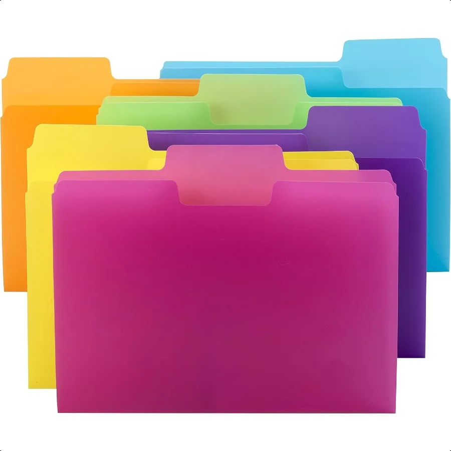 

erTab Poly Plastic File Folders for Documents Set of 18 Plastic Folders 1 3Cut Tabs File Folders Letter Size Assorted Bright Co