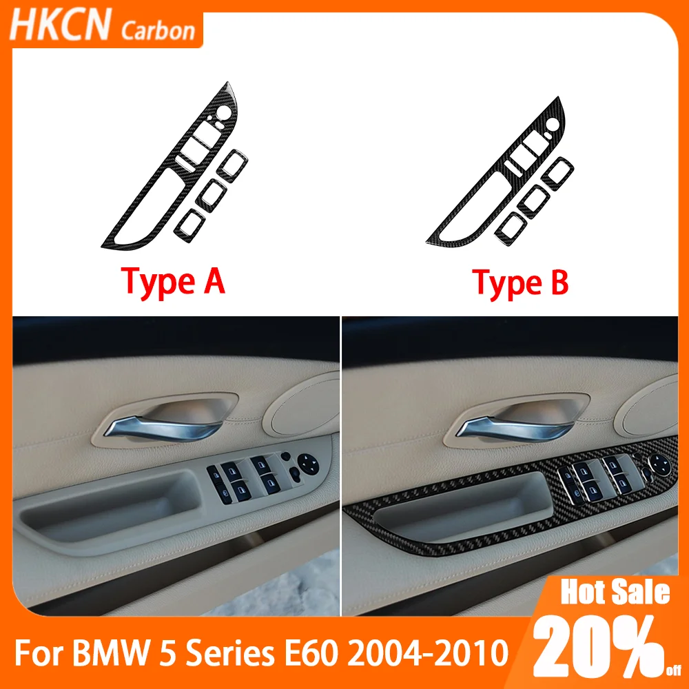 

Carbon Fiber Window Control Lifting Switch Panel Car Accessories Cover Trim Sticker Modification For Bmw 5 Series E60 2008—2010