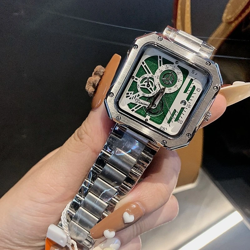 

Смелые квадратные часы для женщин, стальной ремешок, большой циферблат, механический циферблат, роскошный модный аксессуар, подарок унисекс, подарок на праздник, день рождения