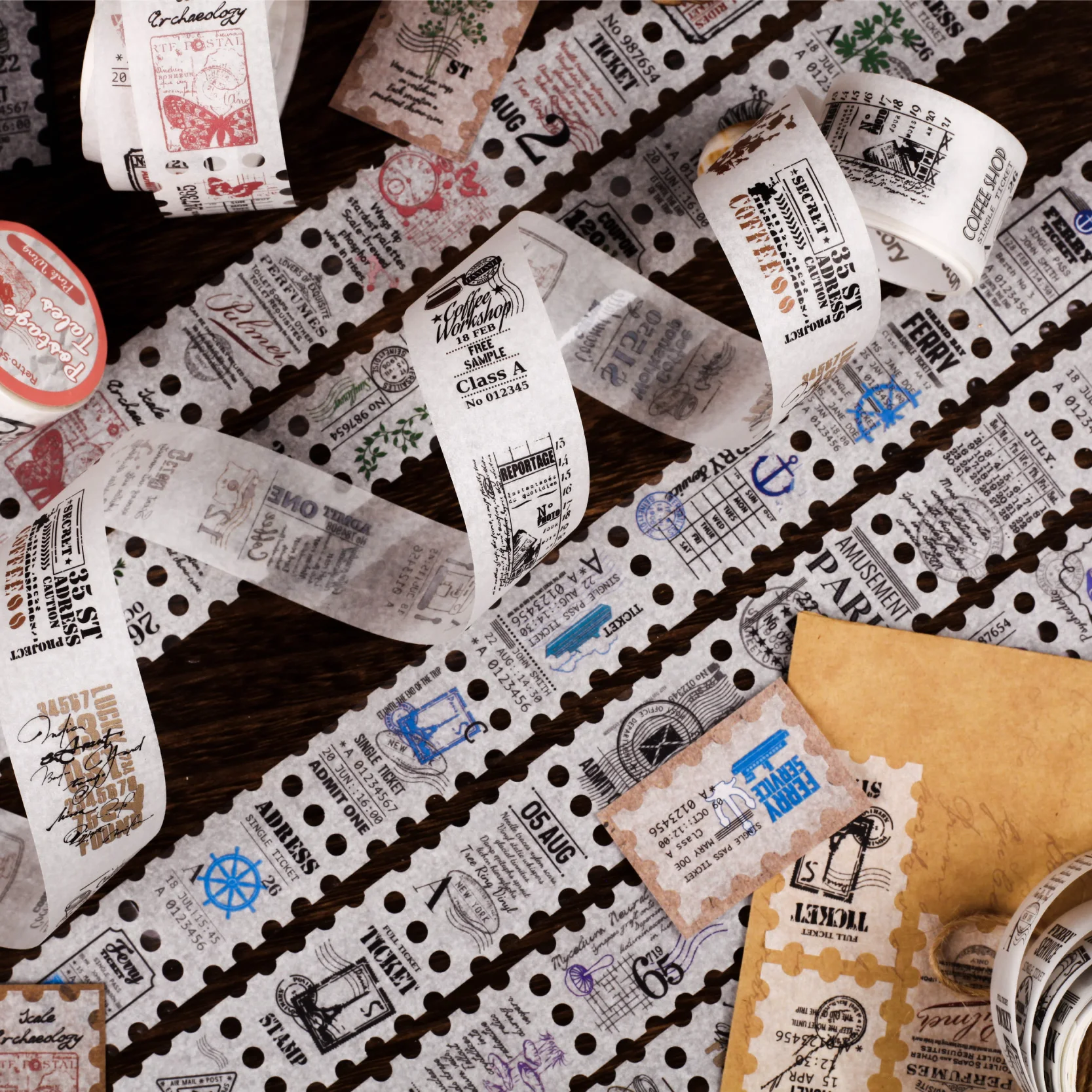 12 عبوة/مجموعة كتالوج أثر بريدي، شريط PET مزخرف لطيف وجميل