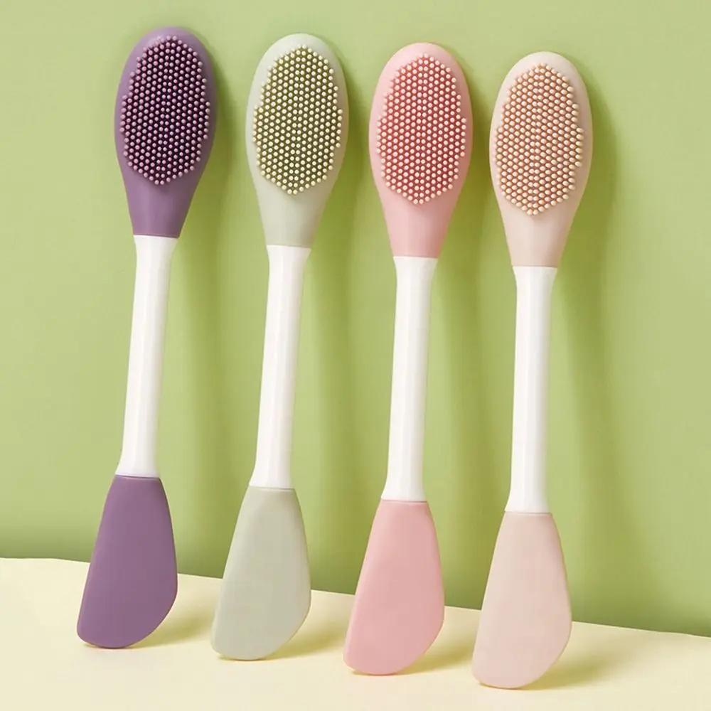 Escova de máscara de silicone de duas cabeças, amigável à pele, dupla utilização, raspador de cabeça macia, limpeza, esfoliante, massagem, escovas de limpeza