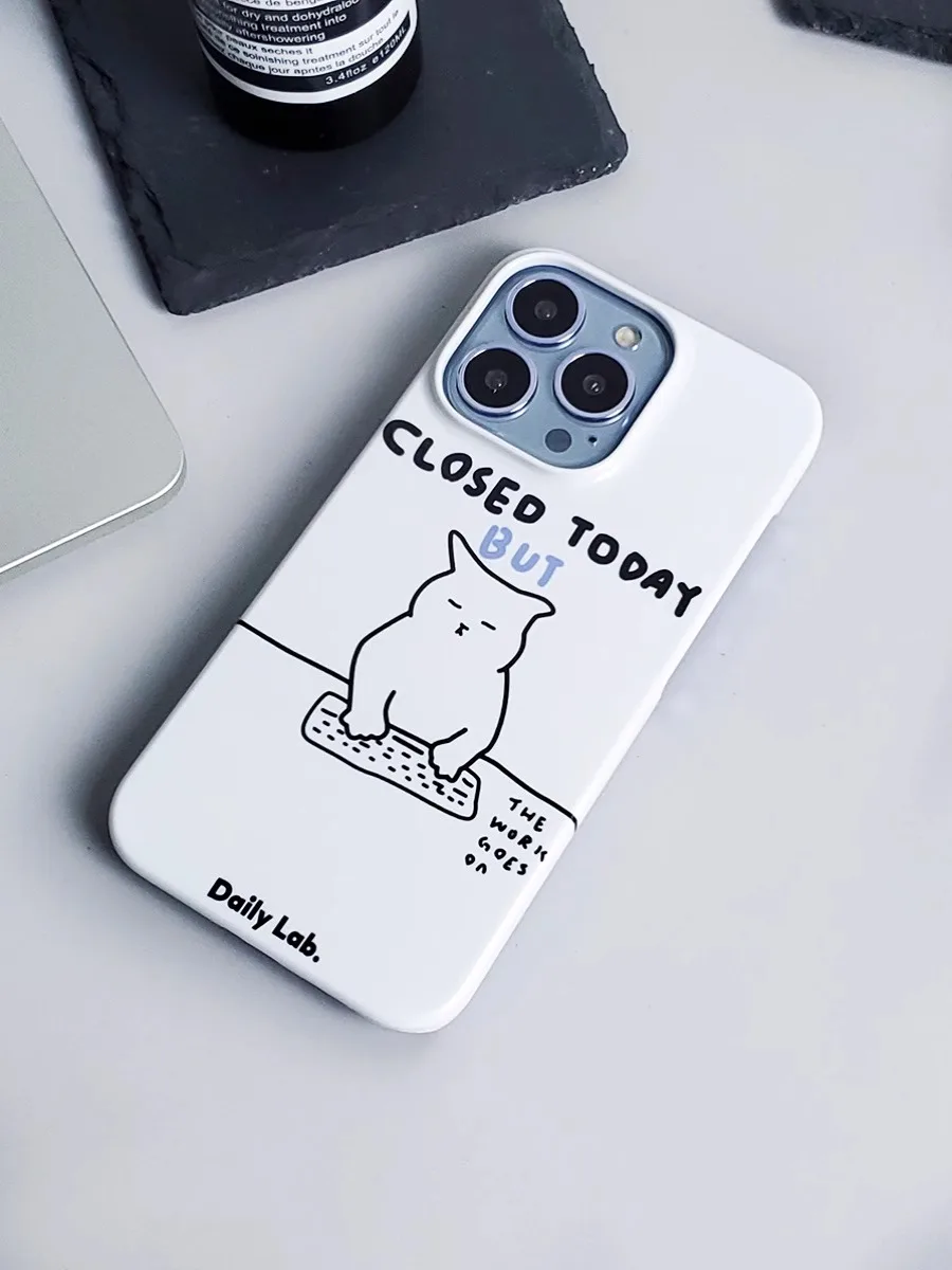 Work Hard Cartoon Cat Cute Case for IPHONE 15PRO MAX 14 13 PRO 13 PRO MAX 15 15PLUS Case Acrylic Hard Mobile Phone Cases