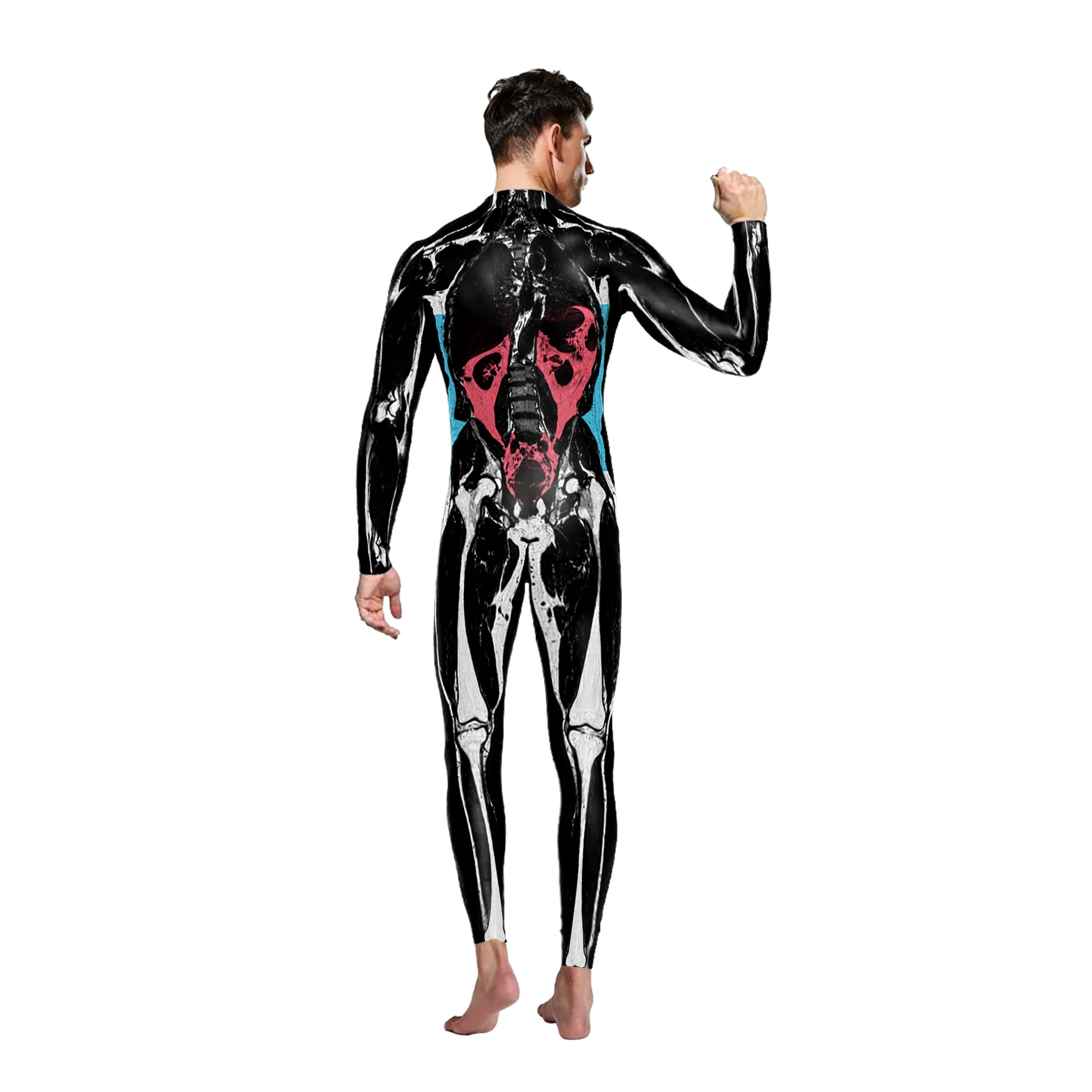 Color Cosplayer Halloween Costume Adult Unisex Skull Skeleton Printed Cosplay Costumes Zentai Suit Sexy Carnival Party Bodysuit