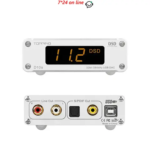 TOPPING D10S MINI USB DAC CSS XMOS XU208 ES9038Q2M OPA2134 DSD 256 PCM 384 Audio Amplifier Decoder