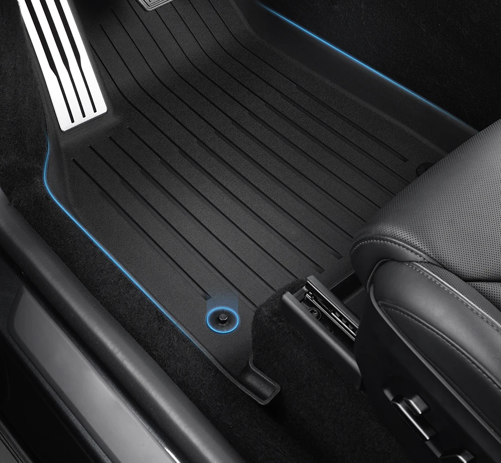 YZ TPE Auto-Fußmatten mit Metallpedalen für Tesla Model YL Kofferraum-Matten-Set, wasserdicht, rutschfest, für alle Jahreszeiten geeignet. – Detail 5