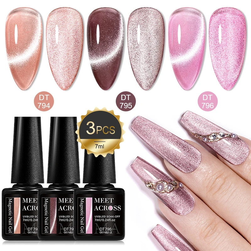 3 uds ojo de gato holográfico brillo de esmalte de Gel de larga duración remojo salón de manicura mujeres salón de uñas Kit de barniz para decoración de uñas