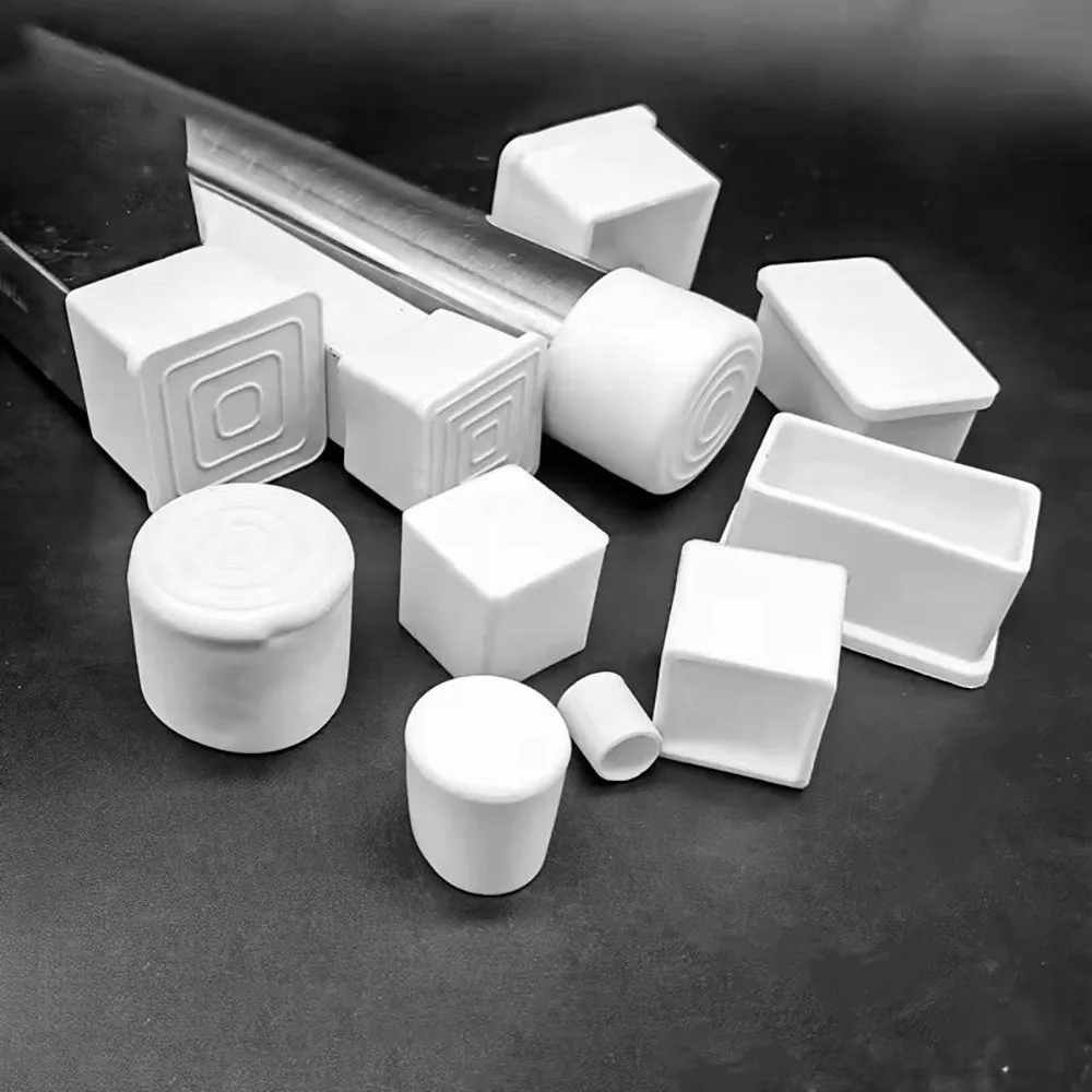 Non Slip White Rubber Leveling Feet Caps Round Square Rectangle Pipe Plug Anti Wear Hardwood Floor Furniture Leg Cover Socks