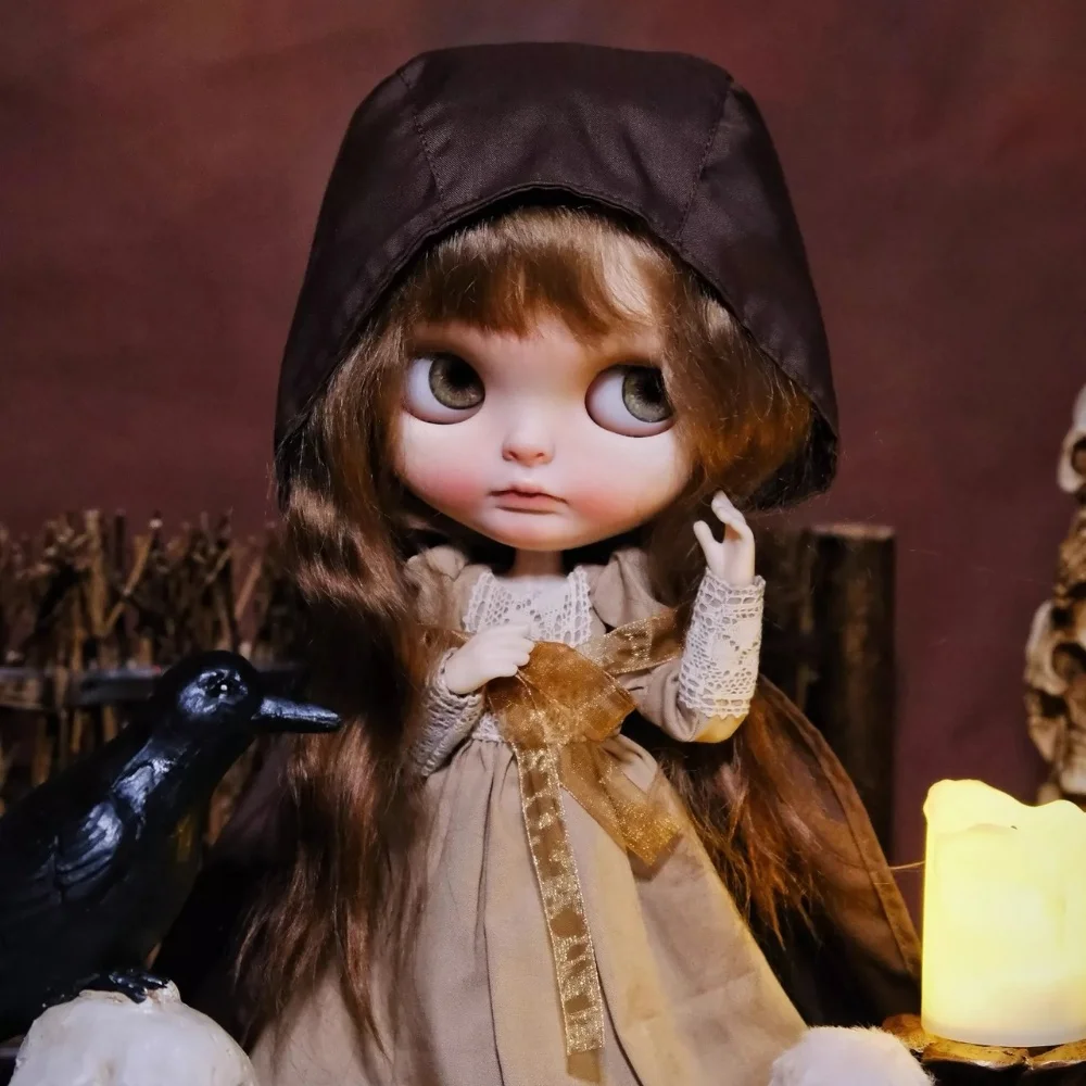 

Blyth OB24 OB22 Azone19 Doll's Trendy Clothes Accessory Khaki Lace Cape Dress Set Fit Girl Action Figure Model DIY