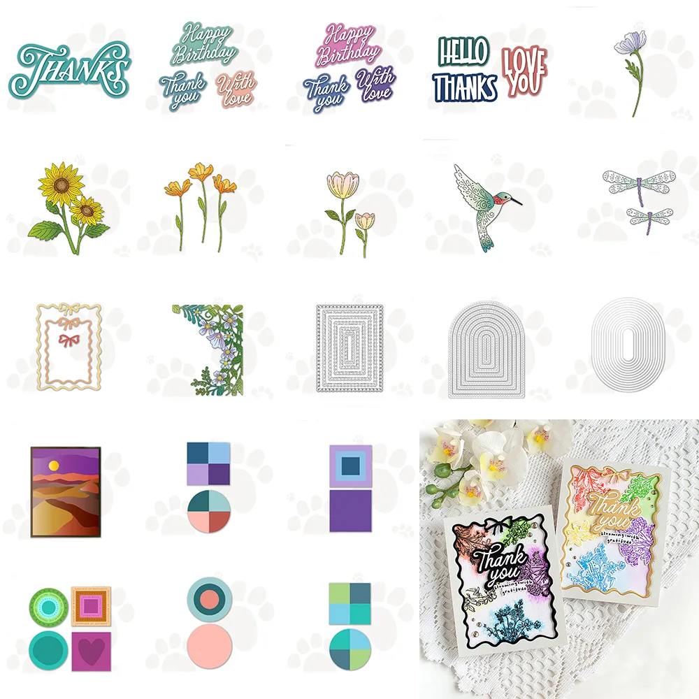 Thank You Happy Birthday Word Script Dies for Cardmaking Metal Cutting Dies for Paper Crad Making Scrapbooking Dies DIY Handmade