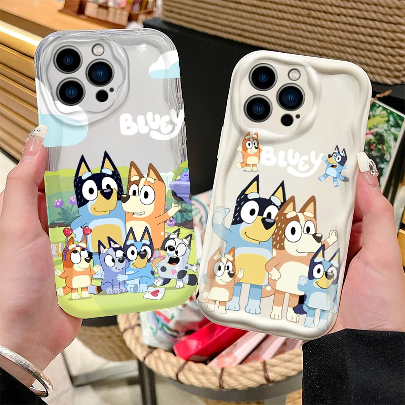 Coque de téléphone blanc souple chien de dessin animé, étui transparent antichoc pour IPhone 16 15 14 13 12 11 Pro Max Plus 16E XR XS X 7 8 b-bluys