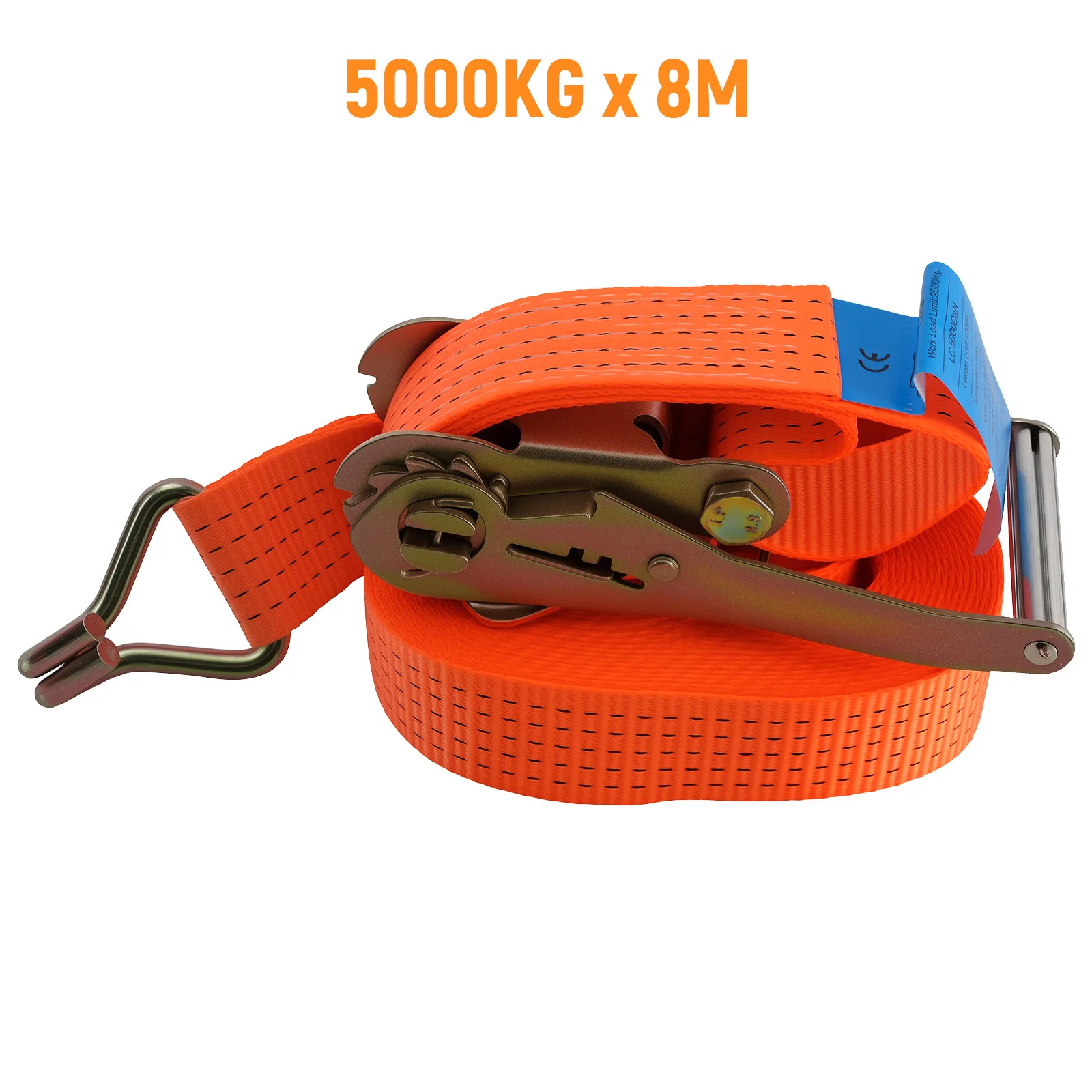 10pcs 50MM 8M 5T J HOOK Ratchet Strap - 5000KG lorry lashing 5 Ton Tie Down
