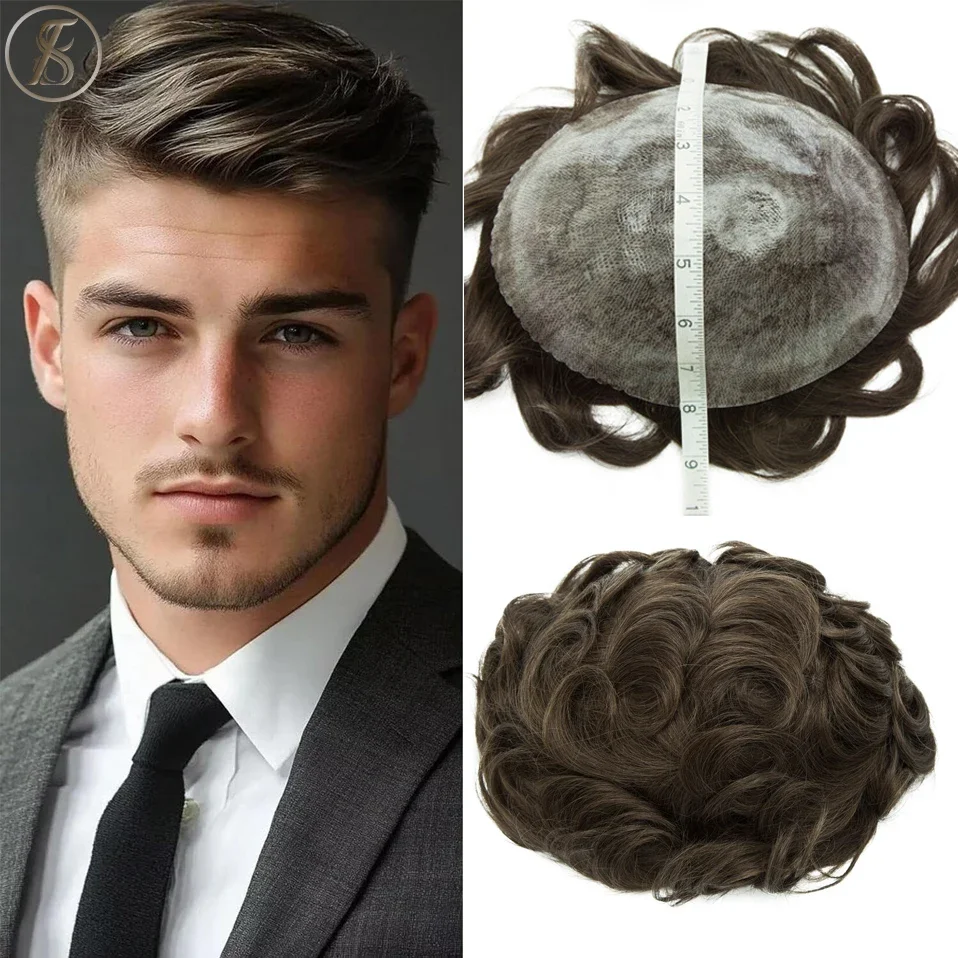 

Toupee for Man Thin Skin PU Men's Hairpiece European Human Hair Replacement System Male Hair Prosthesis Unit for Men 10x8inch