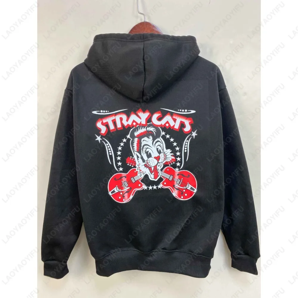 2025 جديد هوديس الضالة القط بريان سيتزر لي الروك سليم جيم فانتوم الرجال الرجعية الجمالية هوديي مضحك القمم ملابس للرجال