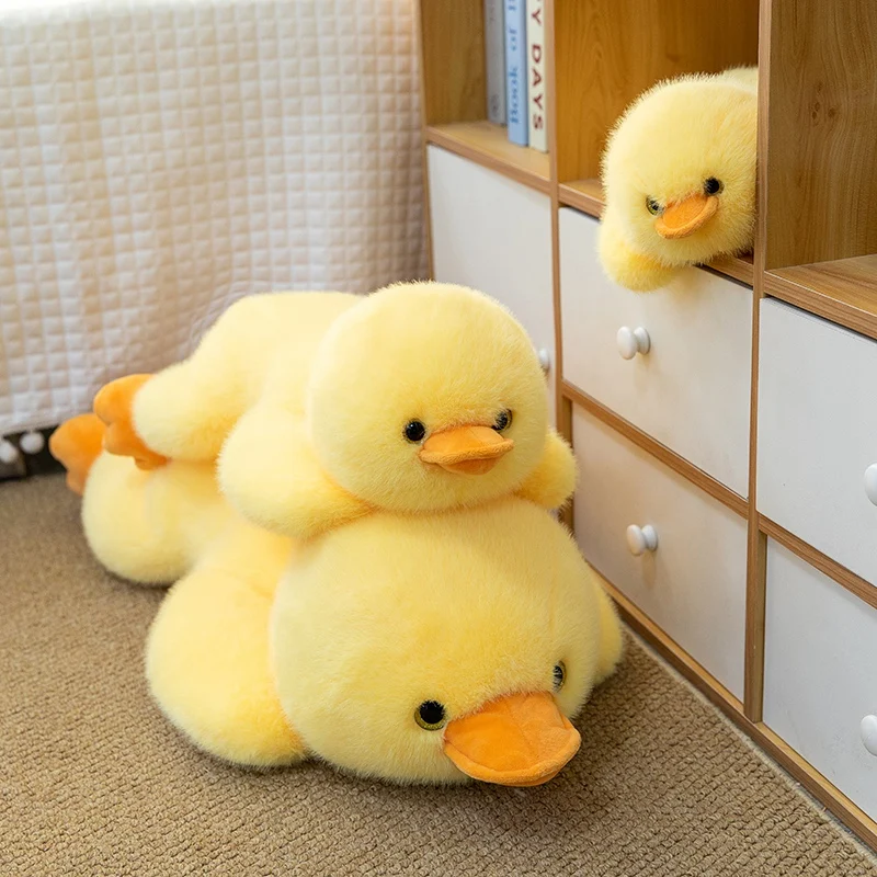 30/40/60cm Lovely Lying Duck Plush Toys Stuffed Soft Animal Yellow Duck Pillow Kawaii Toy Gift for Children Girlfriend