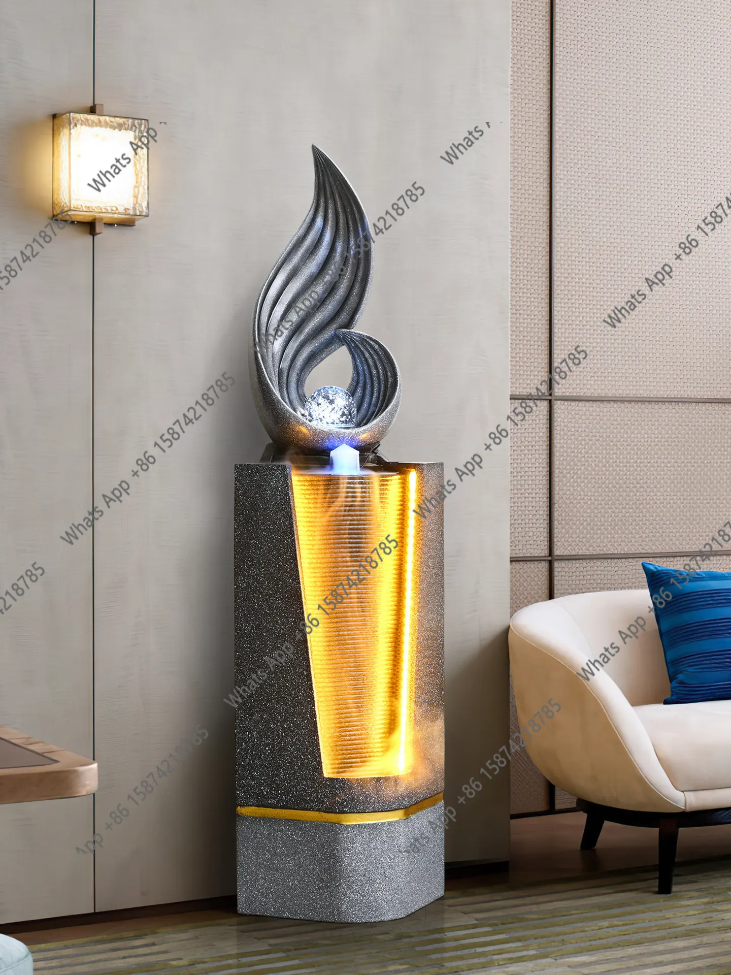Light luxury creative flowing water fountain ornament living room feng shui ball lucky decoration circulating water landscape