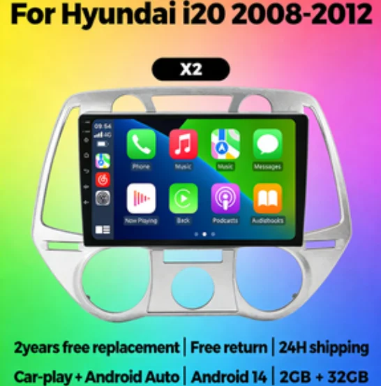 

Автомагнитола MEKEDE Android 15, 2 DIN, с навигацией и CarPlay для Hyundai i20 2008-2012, мультимедийный проигрыватель