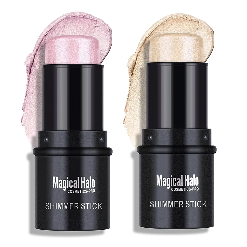 2 cores destaque para rosto cosméticos rosto iluminar iluminador vara contorno facial bronzer shimmer iluminador vara ferramentas de maquiagem