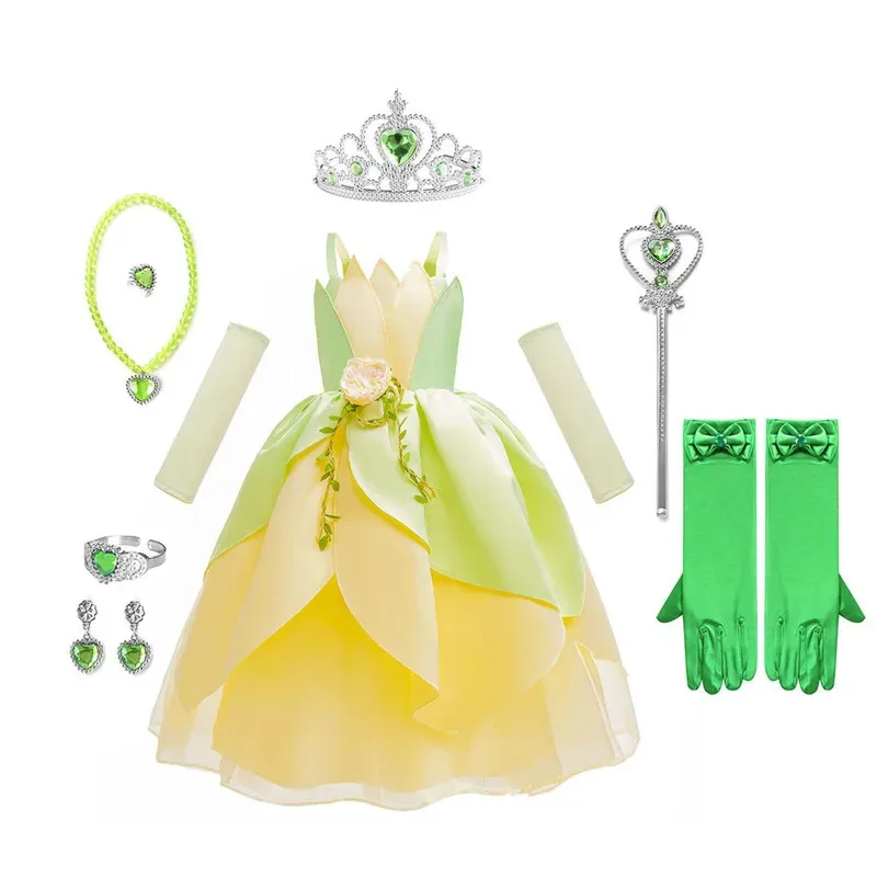 

sisi 2233Shiny Toddler Little Girls Movie Princess and the Frog Tiana Birthday Party Cosplay Halloween Fancy Easter Dress