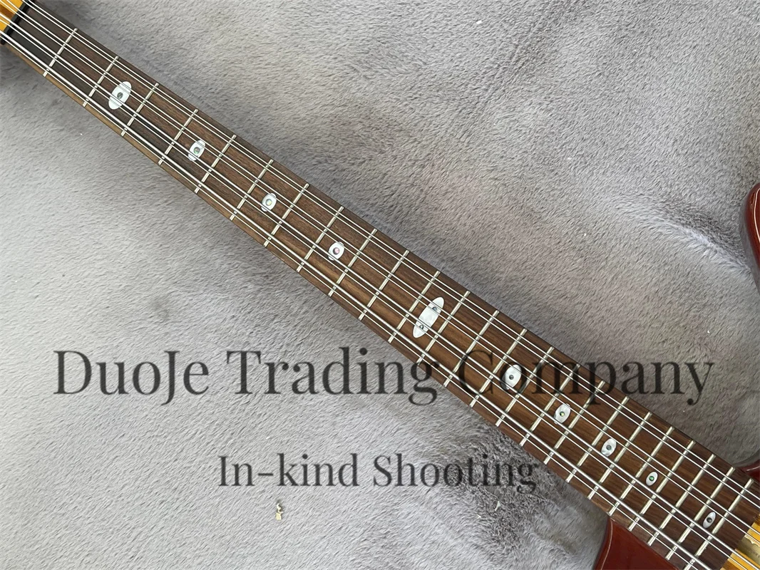 8 string bass Complex chord 7 pieces of wood neck through Red Brown body High quality bridge rose wood fingerboard oval Mosaic