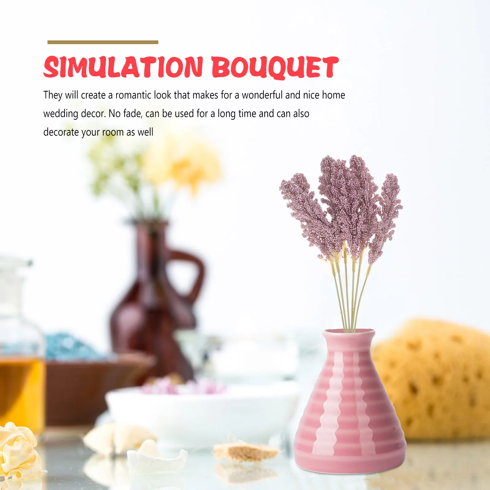 

2 Bunches Artificial Bouquet Dried Wheat Stalks Decor Desk Decoration Home Natural Bundle