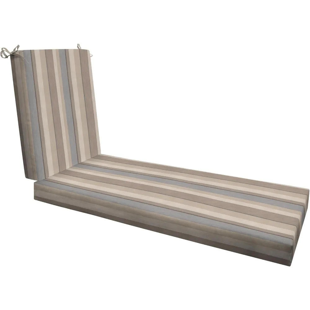 

Patio Chaise Lounge Chair Cushion, 22.5 x 70, Stripe Taupe Outdoor Furniture Cushion, Comfortable Patio Seating