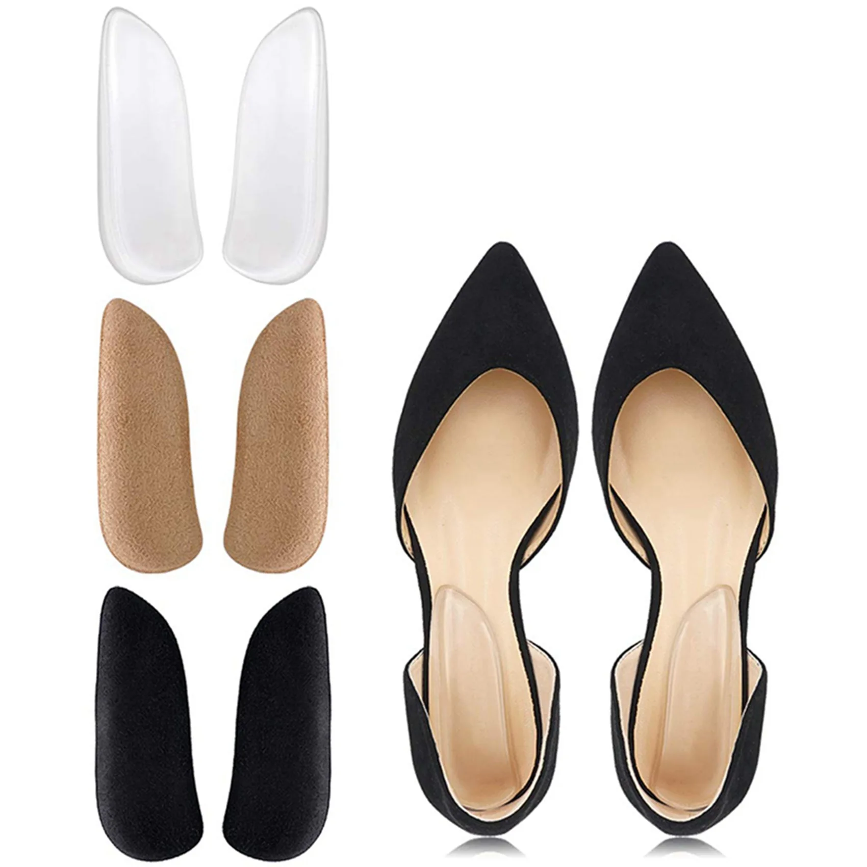 

ABJL-2X Средние и боковые силиконовые стельки на танкетке для снижения и пронации, корректирующие клейкие гелевые вставки для обуви