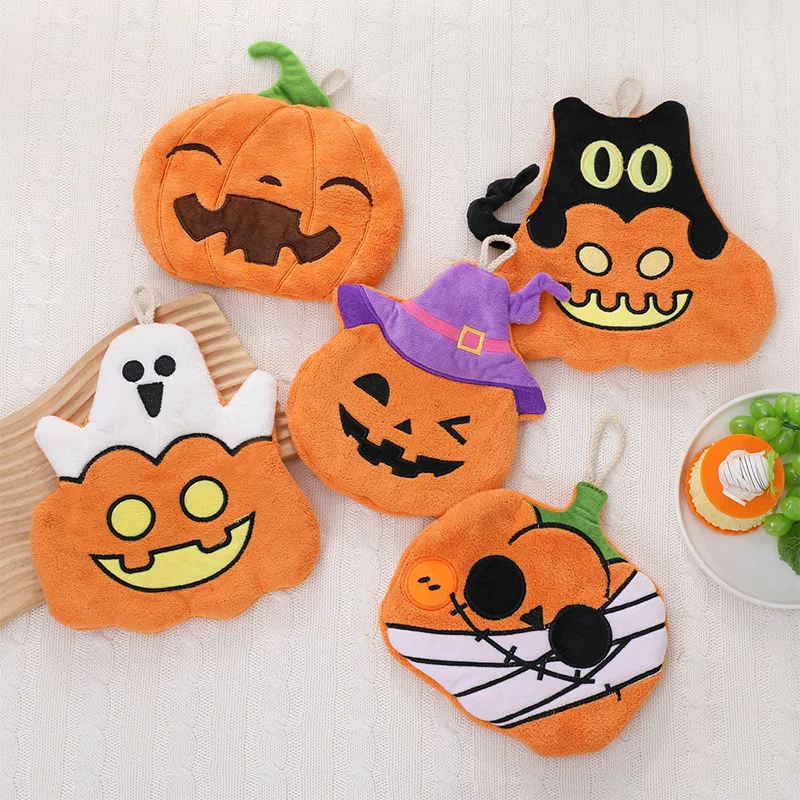 

Cartoon Pumpkin Hand Towel Home Hanging Quick Drying Hand Cloth Halloween Absorbent Cleaning Towels Kids Washable Handkerchief