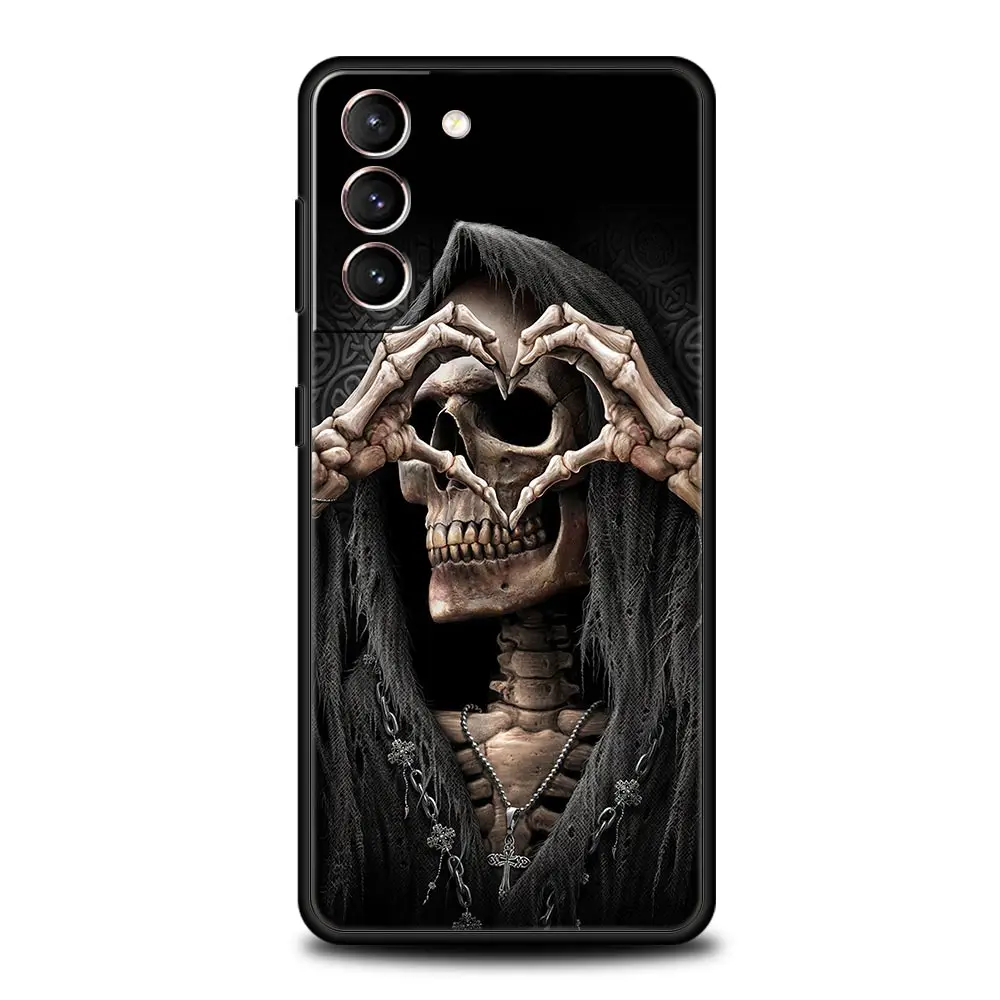 Skull Skeleton Grim Reaper Fashion Phone Case For Samsung Galaxy S24 S23 S22 S20 Ultra S21 FE 5G S10 S9 Plus S10E Silicone Cover