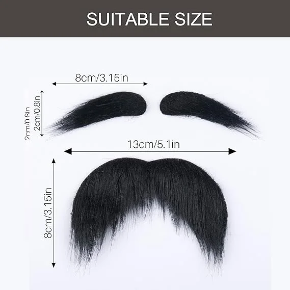 Halloween Synthetic Fiber Beard & Moustache Set,Adhesive Fake Mustaches, Novelty Fake Beard, False Facial Hair for Cosplay