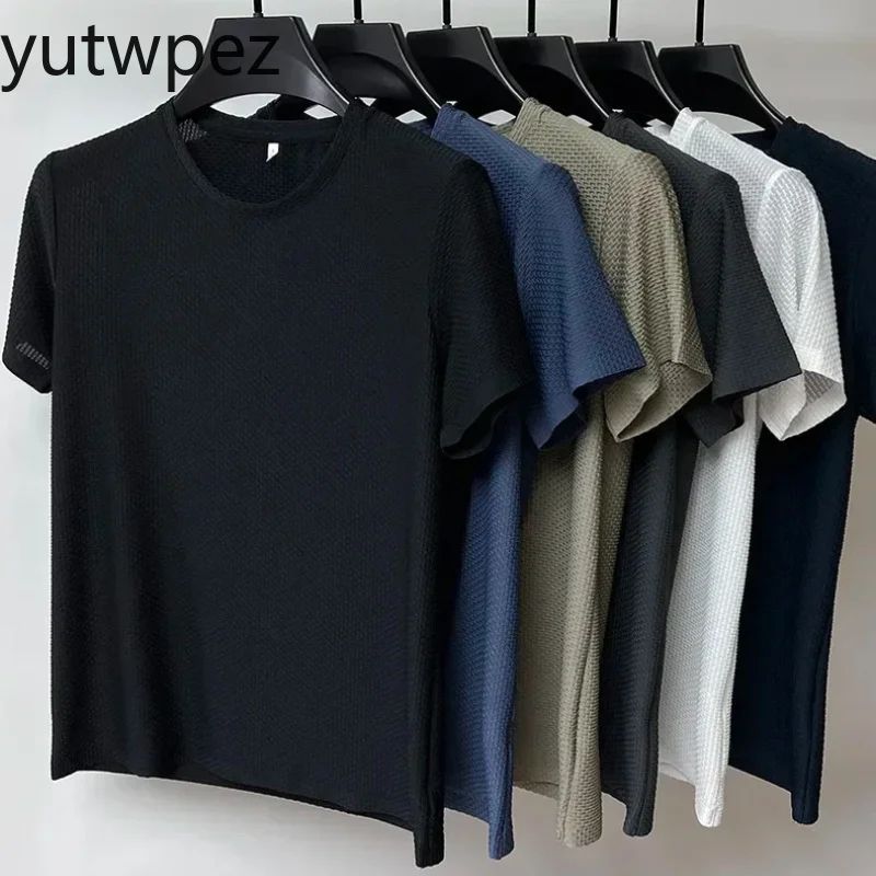 Outdoor Hiking  Running Summer Ice Silk High-End T Shirts Cycling Camping Men's Breathable Fashion T-Shirt Brand Clothes 6XL