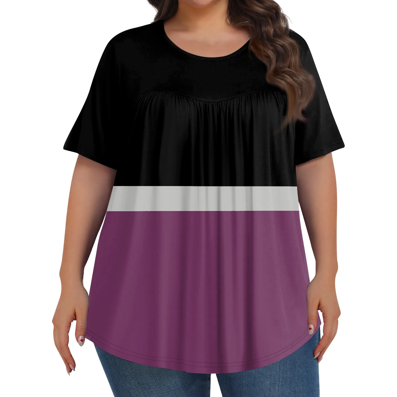 2024 Fashion Ropa Mujer Tendencia Women\'S Casual Print Round Neck Short Sleeve Top Womens Plus Size Playeras Oversize Mujer