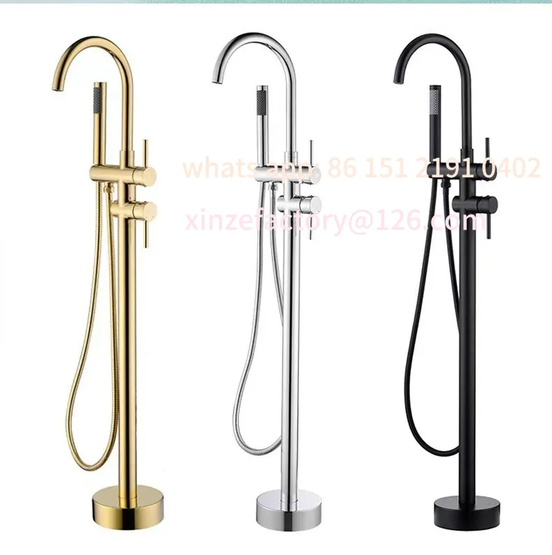 

Customizable all-copper gold floor-to-ceiling bathtub faucet gun gray laskin column basin shower faucet hotel floor shower