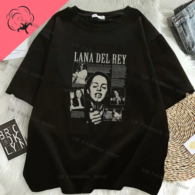 Women T Shirt Singer Lana Del Rey Print Men Fashion Hip Hop Cotton Streetwear Short Sleeve T Shirt Unisex Y2k Tops