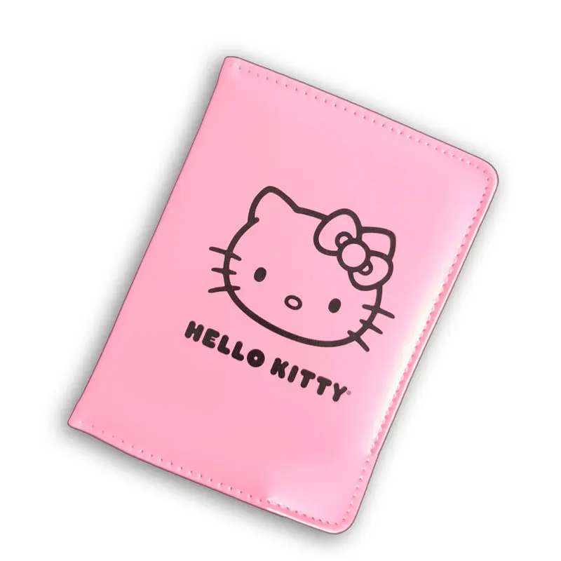 Sanrio Hello Kitty Passport Cover Anime Women Credit ID Bank Card Holder PU Leather Business Card Bag Girl Passport Holder Gift