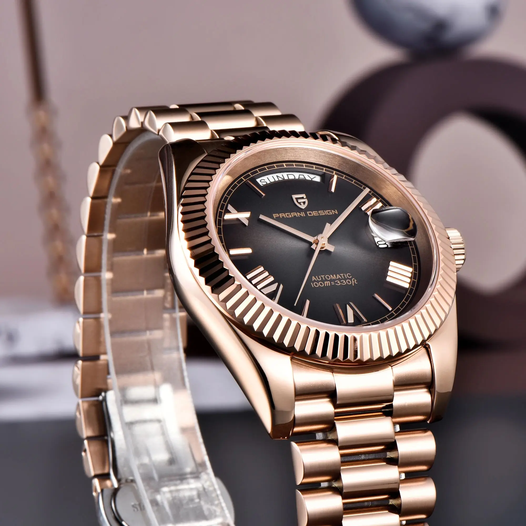 PAGANI DESIGN DD36 Rose Gold Automatic Mechanical Wrist Watch Sapphire Glass thumbnail 4
