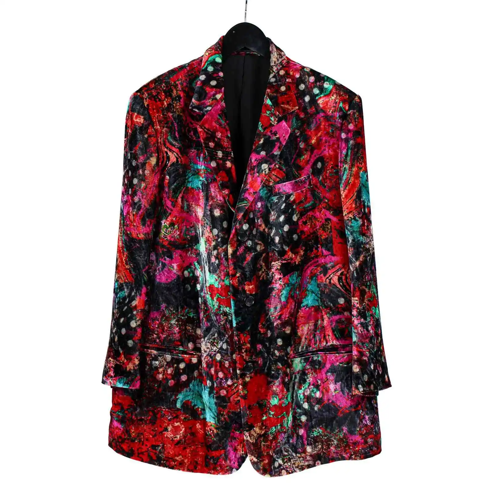 

TOP-YAMAMOTO Japanese original design dark series small loose printed velvet suit