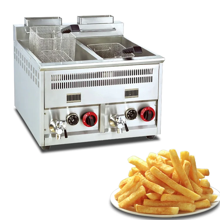 Desktop gas double tank 2 X 8L fryer Commercial fryer