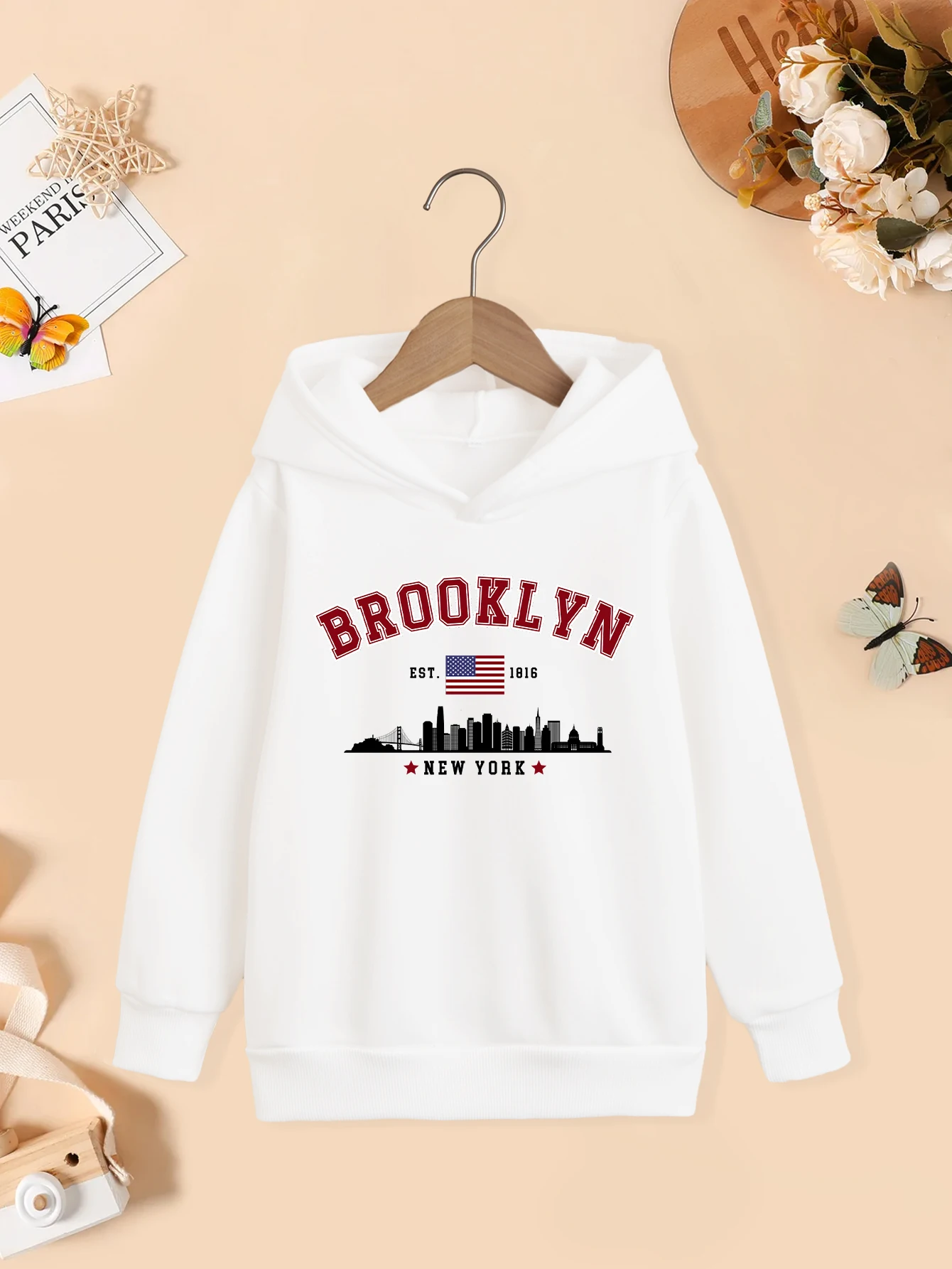 Brooklyn Ney York Fashion Funny Girls Hoodies for Kids Sweatshirt Boys Autumn sweater Clothes for Children Winter Coats