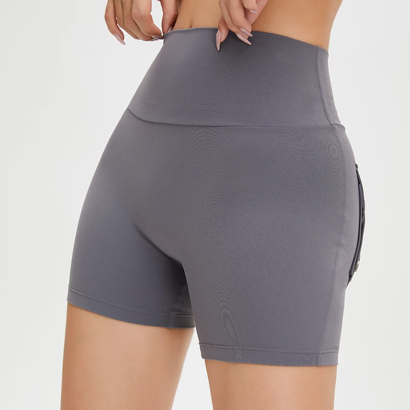 SOISOU Tight Women\'s Shorts Sexy Cycling Shorts Elastic High Waist Shorts Back Pockets Breathable Sport Shorts ropa de mujer