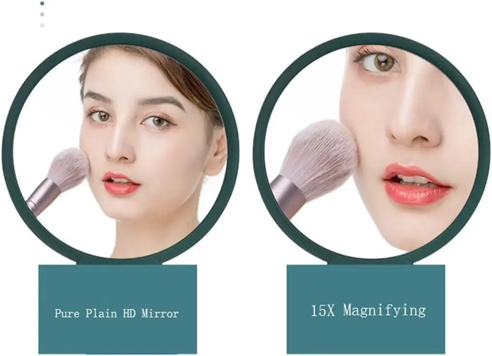 1X 5X Handheld Mirror with Handle for Travel， Magnifying Mirror, Magnification,  Adjustable Handle, Double Sided Folding, Mirr