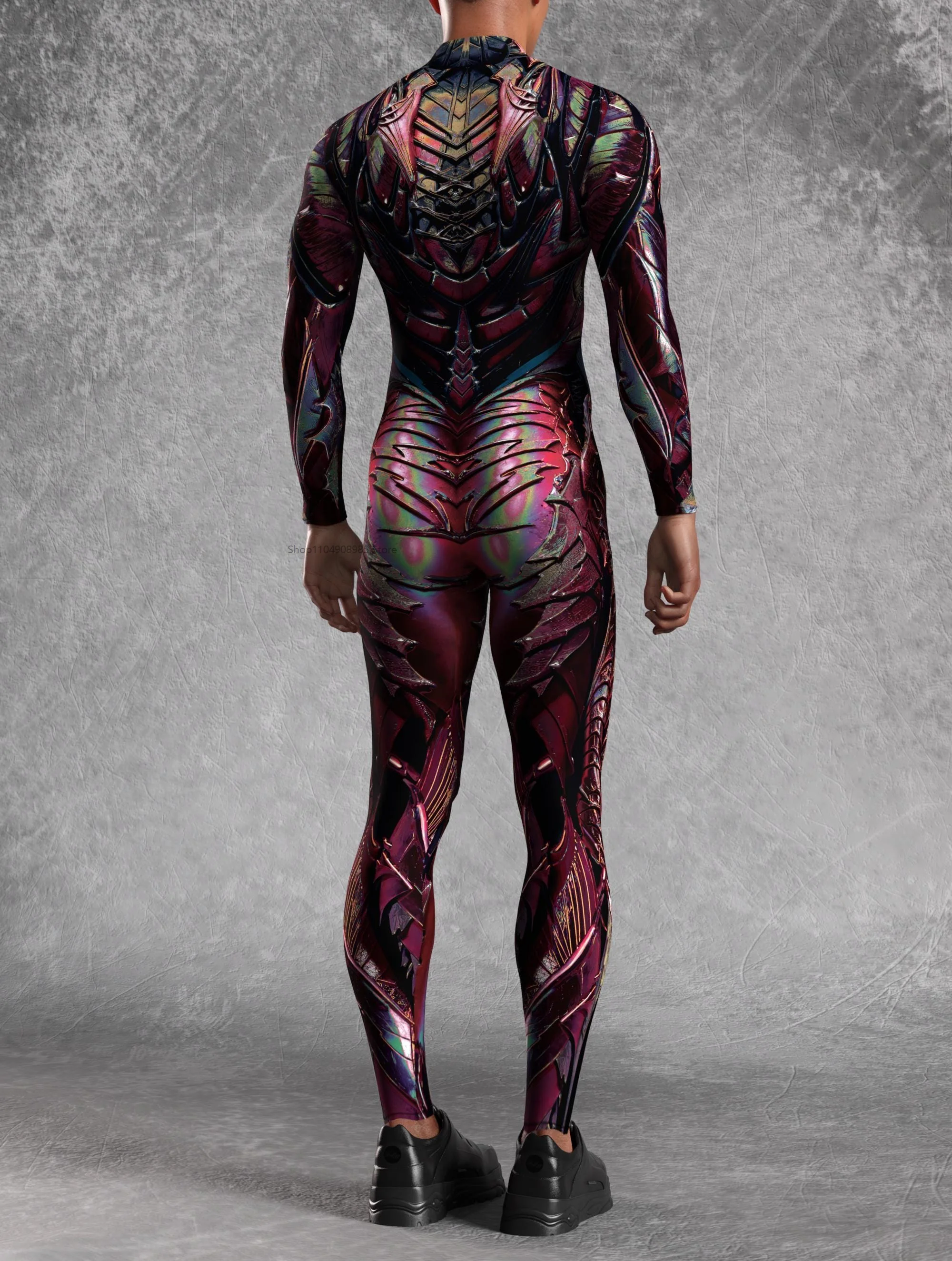 Men 3D Printed Alien Armor Bodysuit Futuristic Warrior Costume Nightclub Stage Outfit Halloween Carnival Party Cosplay Jumpsuit view 6