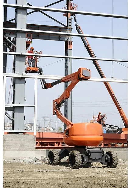 Adjustable Telescopic Boom Lift  58m Max Working Height Folding Legs For Exterior Trim