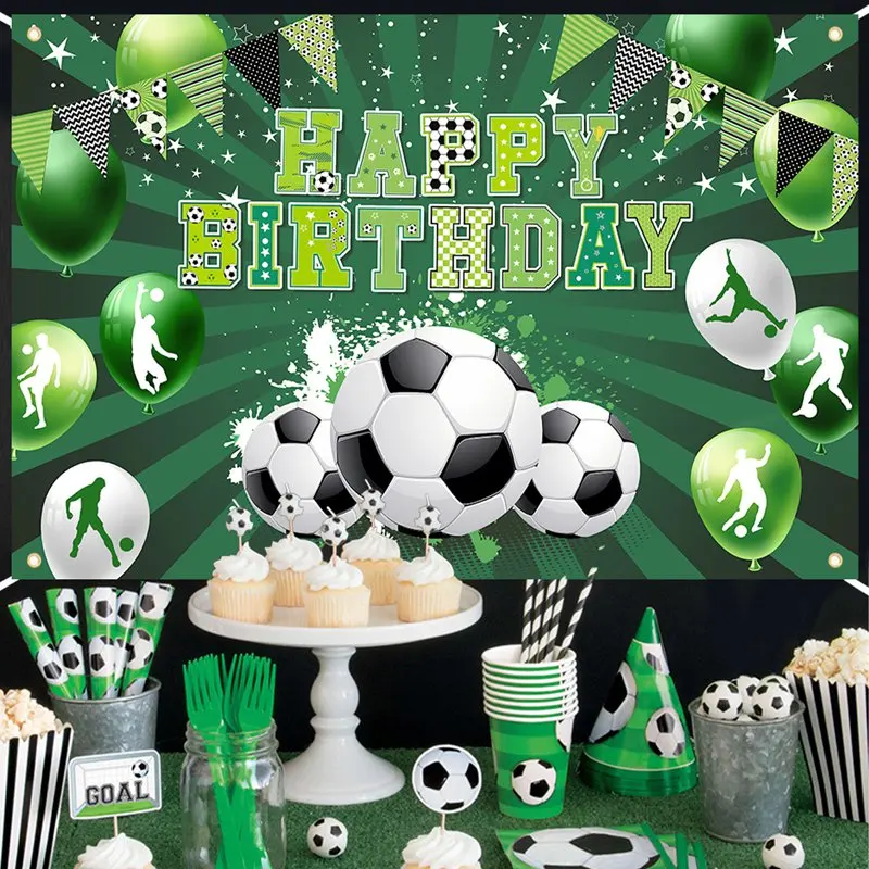 Fußball Geburtstag Party Hintergrund Fußball Fußball Thema Geburtstag Party Dekorationen Photo Booth Requisiten für Jungen Kinder – Detail 3