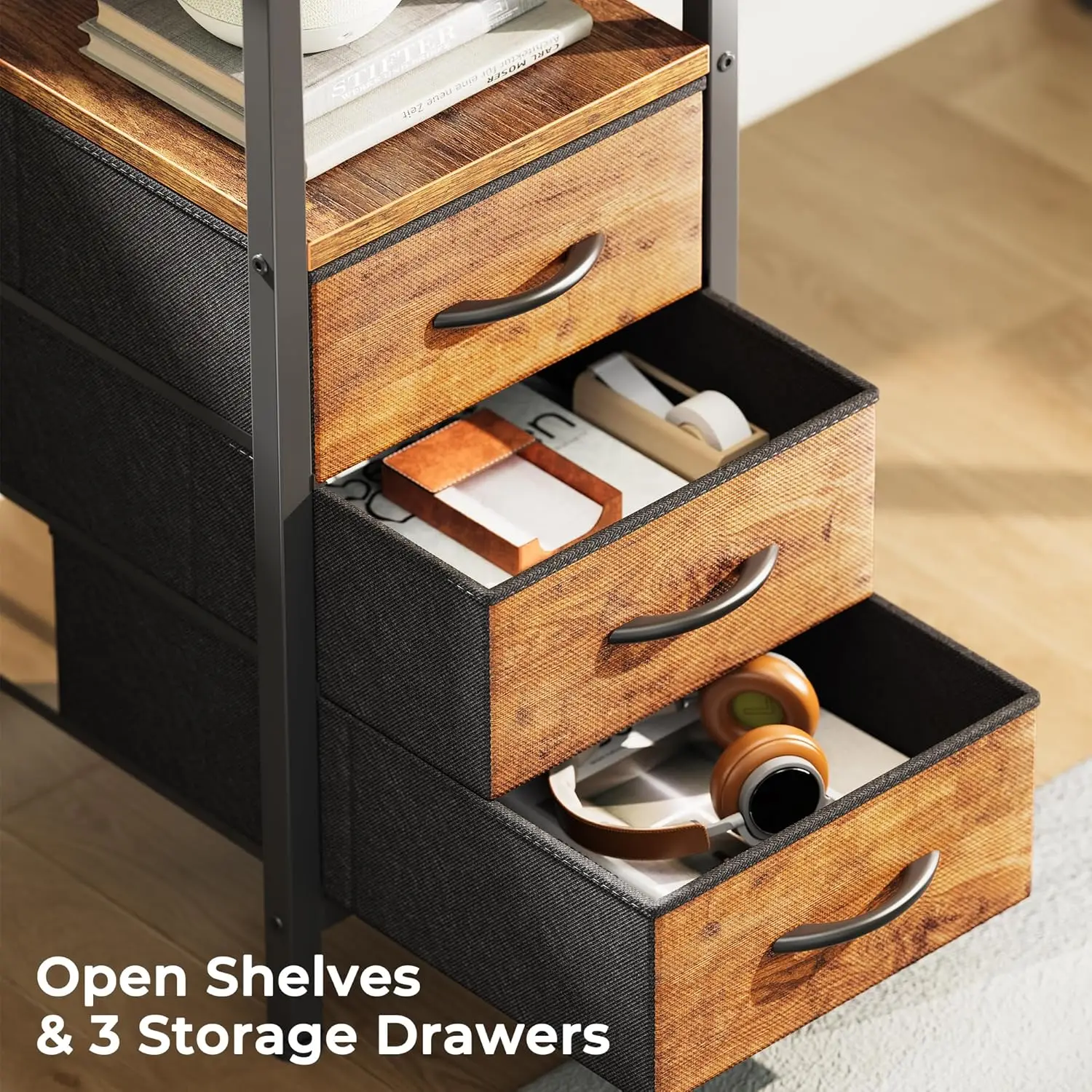 โต๊ะทำงานรูปตัว L ขนาดใหญ่พร้อมปลั๊กไฟ โต๊ะคอมพิวเตอร์ขนาด 47 นิ้วพร้อมลิ้นชัก 3 ช่องและชั้นวางสำหรับเล่นเกม ทำงานมุมห้อง และใช้ในบ้าน